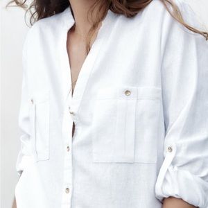 NWT Zara linen blend blouse